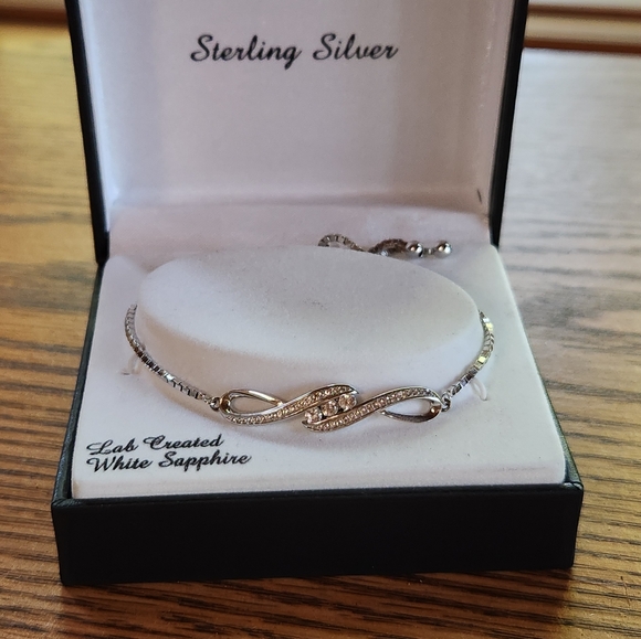 Silver purse, white saphire bracelet, silver bangle, amethyst necklace set - Picture 2 of 16